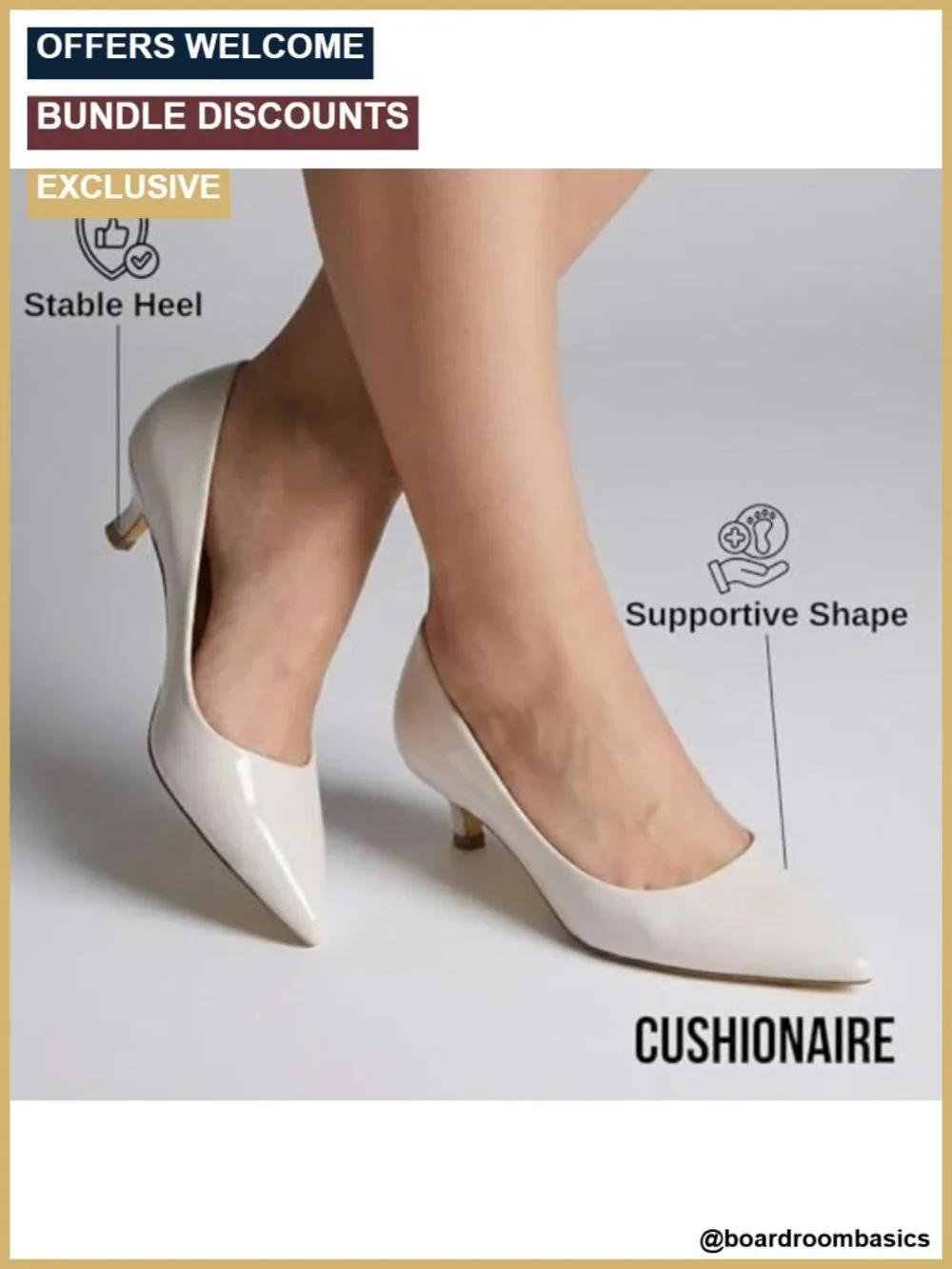 Women's Pointed Toe Kitten Heel Pumps with Memory Foam